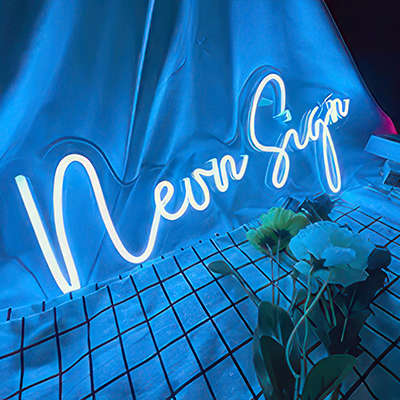 Custom neon sign blue light