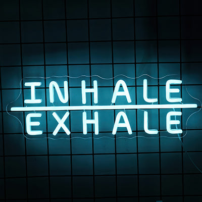 Inhale exhale example neon sign for a gym