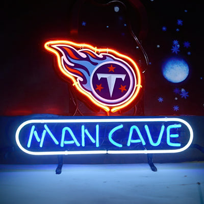 Man cave neon sign of an asteroid with the words 