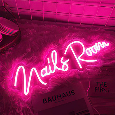 Nails room neon sign for a nail salon in pink neon