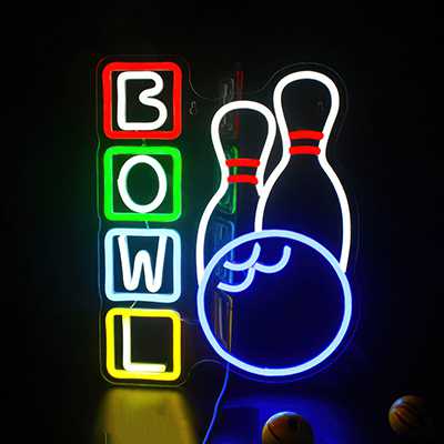 BOWL neon sign example of sports neon sign