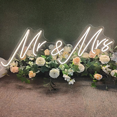 Example idea of a neon wedding sign - Mr and Mrs