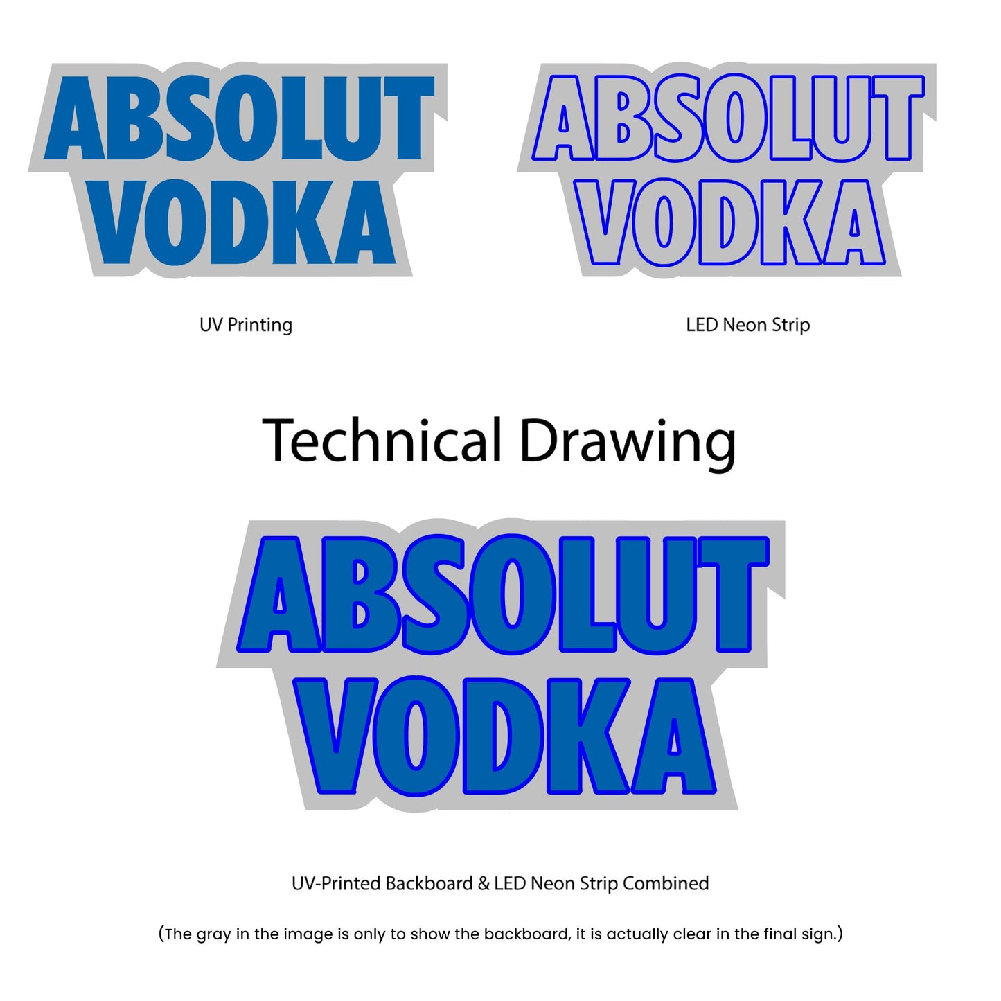 Absolut Vodka neon sign - Technical Drawing