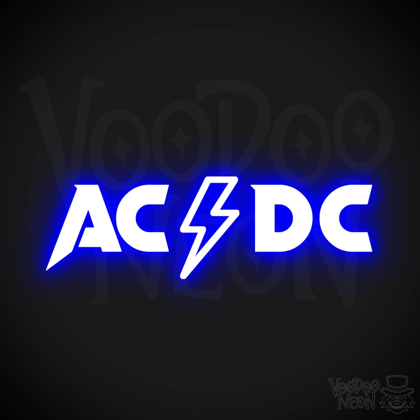 ACDC Neon Sign - Neon ACDC Sign - Neon ACDC Logo - Wall Art - Color Dark Blue