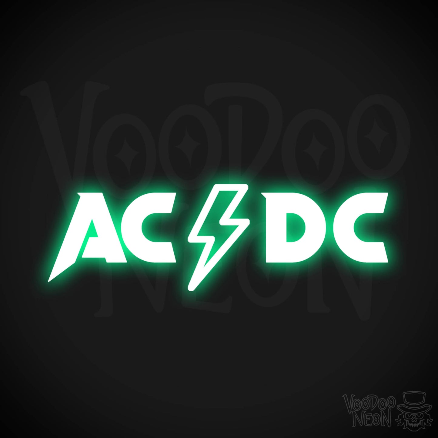 ACDC Neon Sign - Neon ACDC Sign - Neon ACDC Logo - Wall Art - Color Green