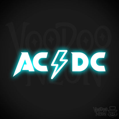 ACDC Neon Sign - Neon ACDC Sign - Neon ACDC Logo - Wall Art - Color Ice Blue