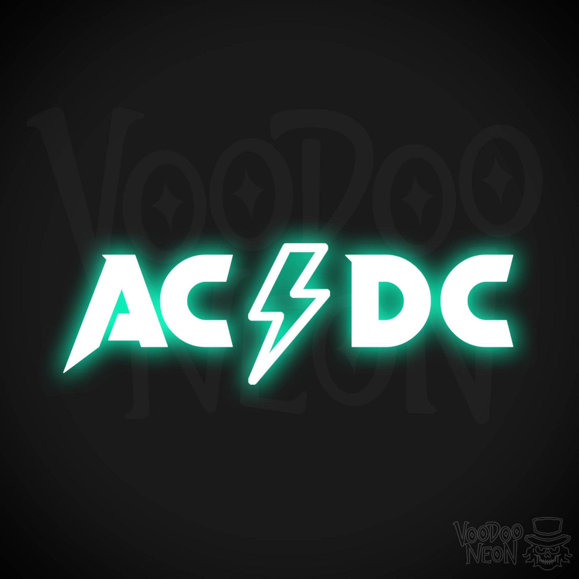 ACDC Neon Sign - Neon ACDC Sign - Neon ACDC Logo - Wall Art - Color Light Green