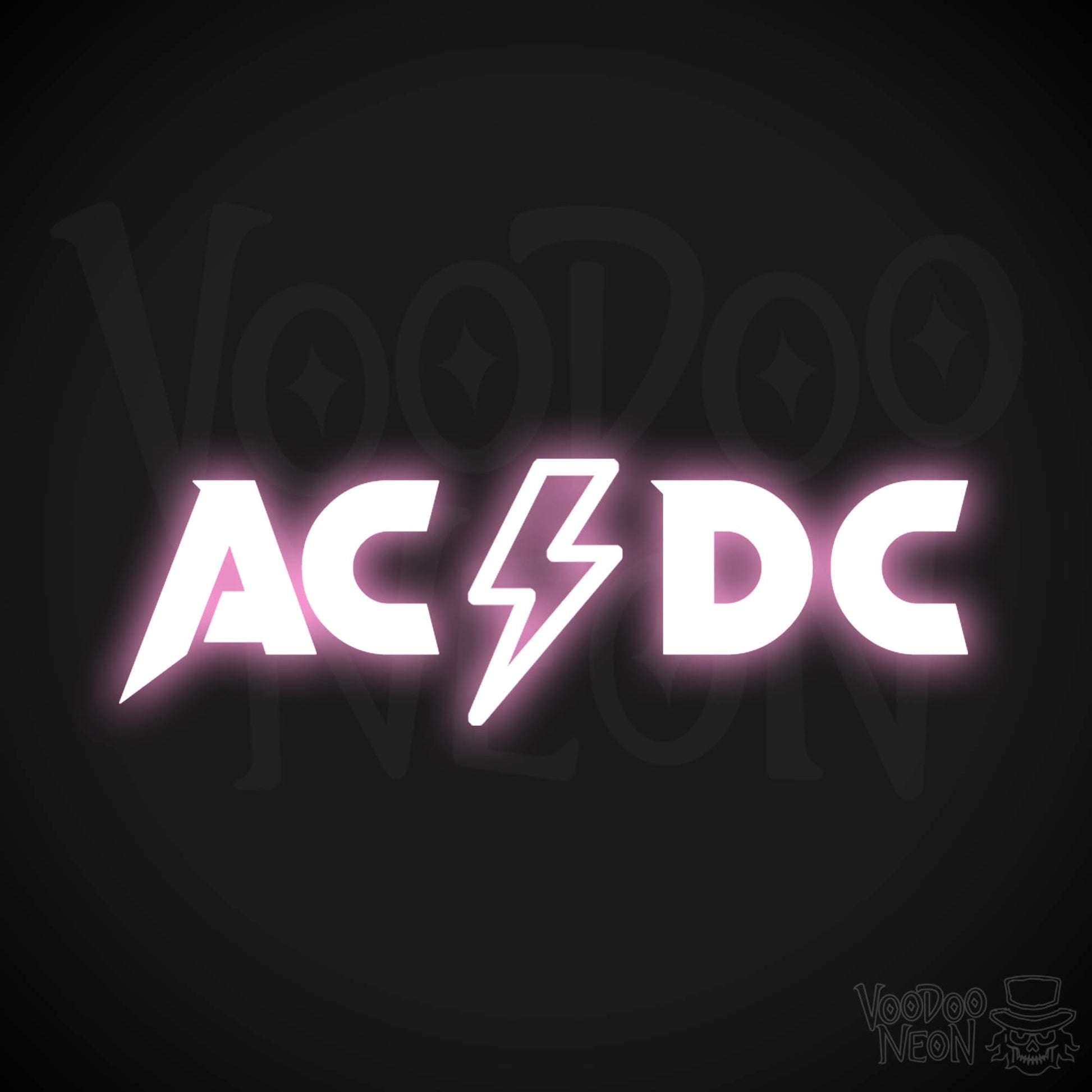 ACDC Neon Sign - Neon ACDC Sign - Neon ACDC Logo - Wall Art - Color Light Pink