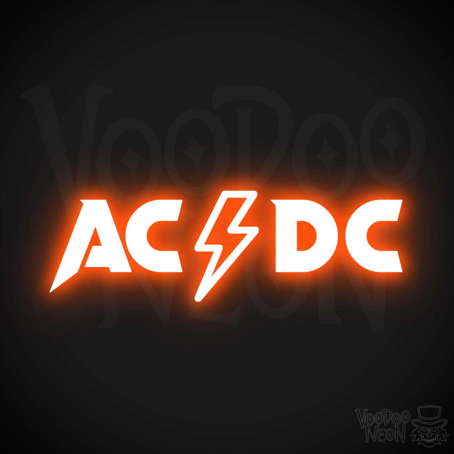 ACDC Neon Sign - Neon ACDC Sign - Neon ACDC Logo - Wall Art - Color Orange