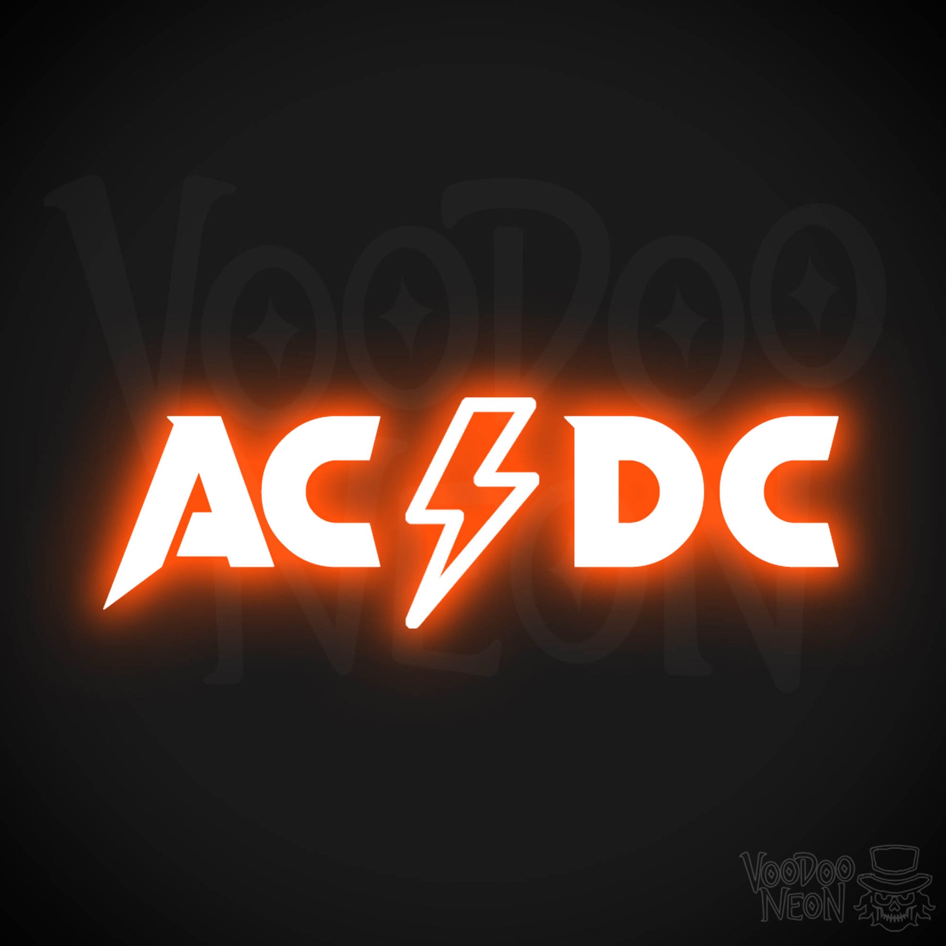 ACDC Neon Sign - Neon ACDC Sign - Neon ACDC Logo - Wall Art - Color Orange