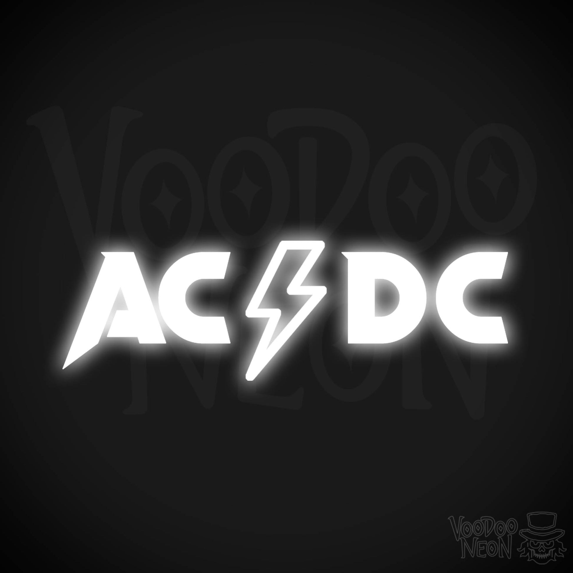 ACDC Neon Sign - Neon ACDC Sign - Neon ACDC Logo - Wall Art - Color White