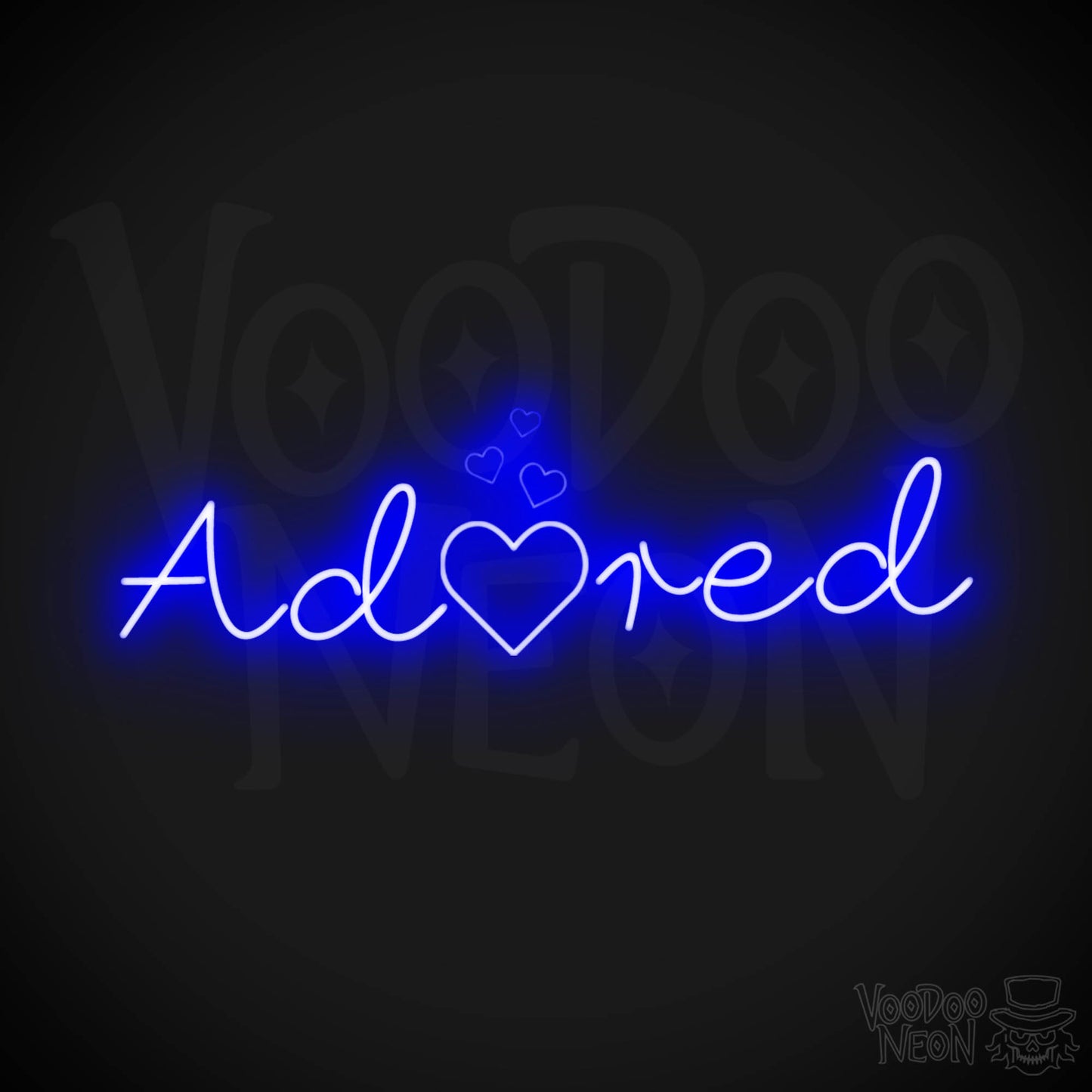 Adored Neon Sign - Neon Adored Sign - Wall Art - Color Dark Blue