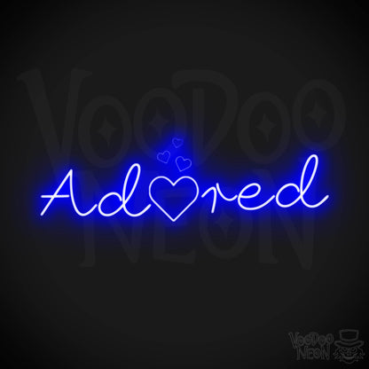Adored Neon Sign - Neon Adored Sign - Wall Art - Color Dark Blue