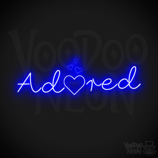 Adored Neon Sign - Neon Adored Sign - Wall Art - Color Dark Blue