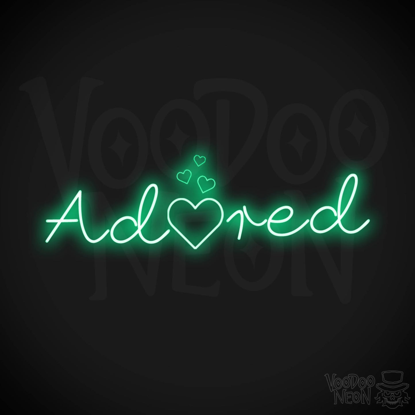 Adored Neon Sign - Neon Adored Sign - Wall Art - Color Green