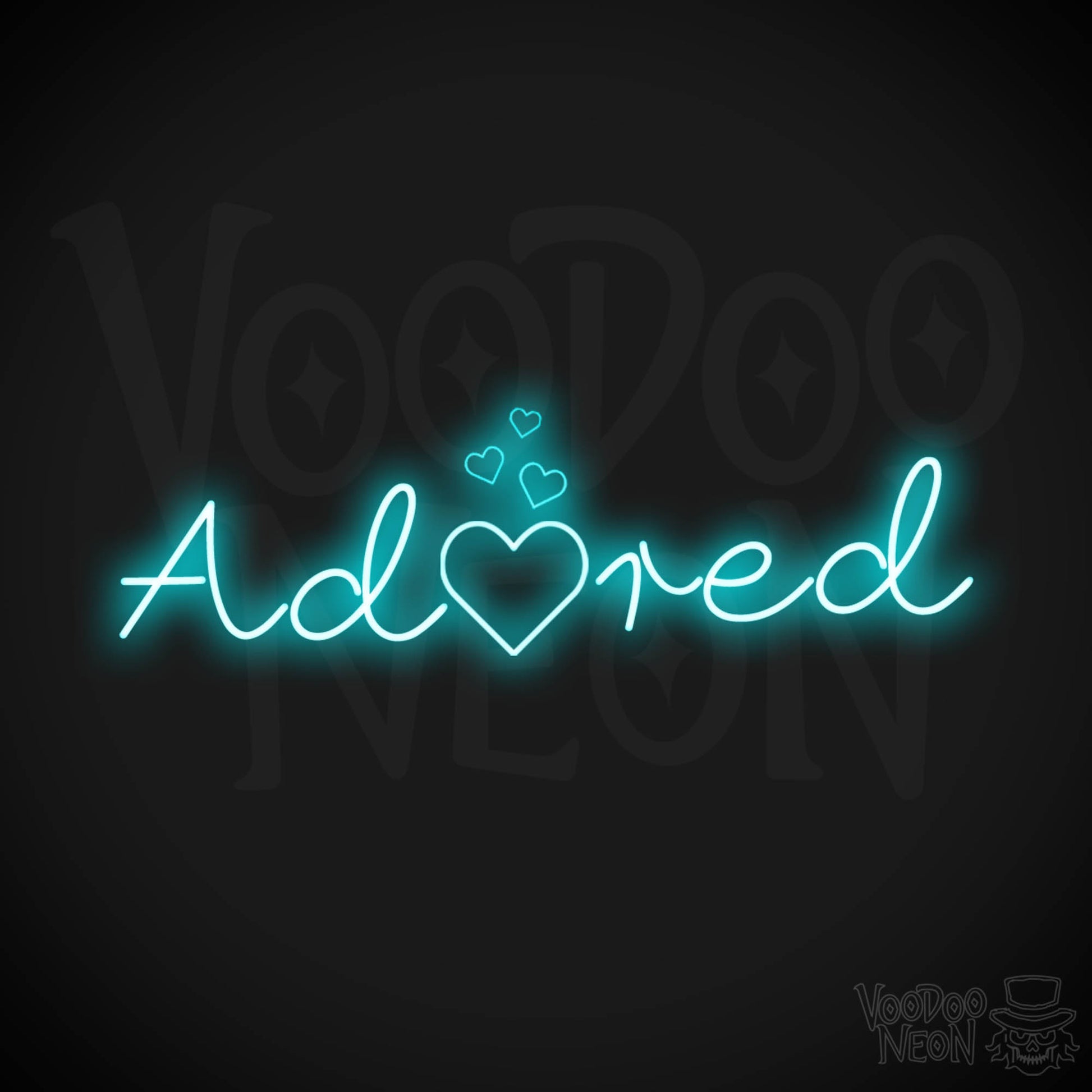 Adored Neon Sign - Neon Adored Sign - Wall Art - Color Ice Blue