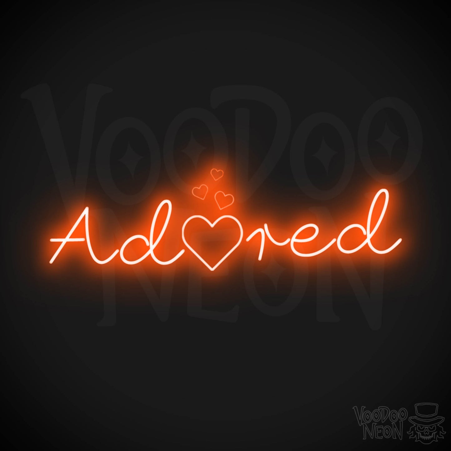 Adored Neon Sign - Neon Adored Sign - Wall Art - Color Orange