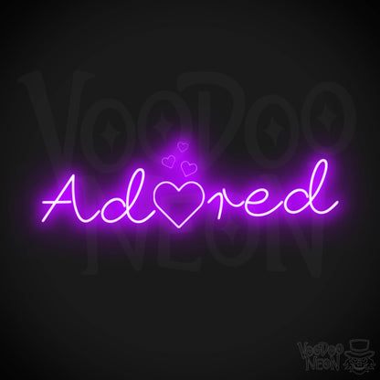 Adored Neon Sign - Neon Adored Sign - Wall Art - Color Purple