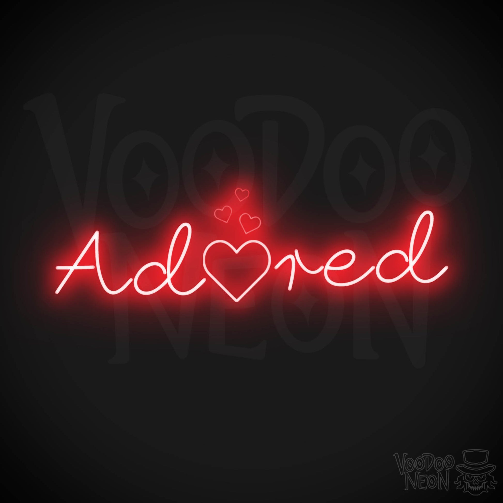 Adored Neon Sign - Neon Adored Sign - Wall Art - Color Red