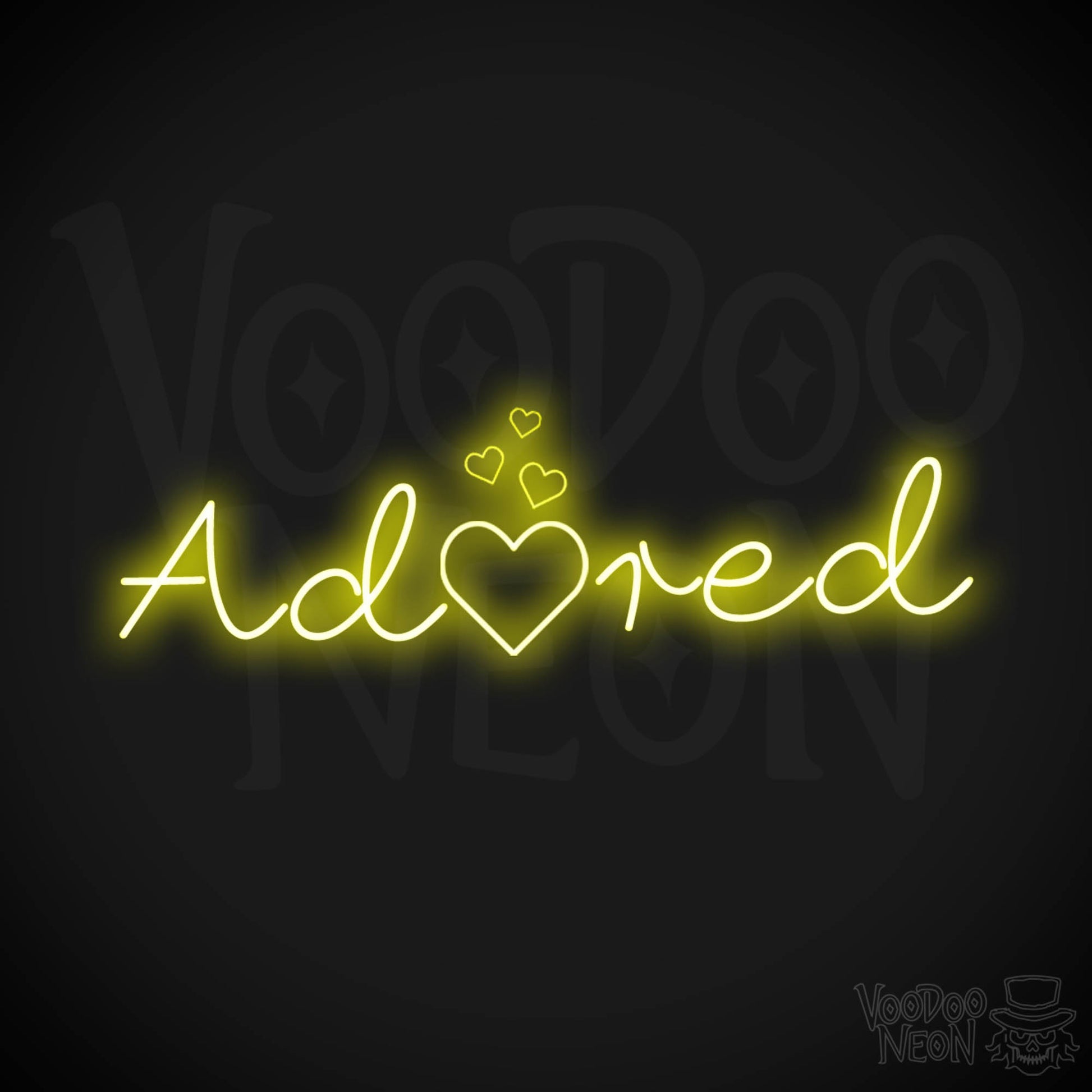 Adored Neon Sign - Neon Adored Sign - Wall Art - Color Yellow