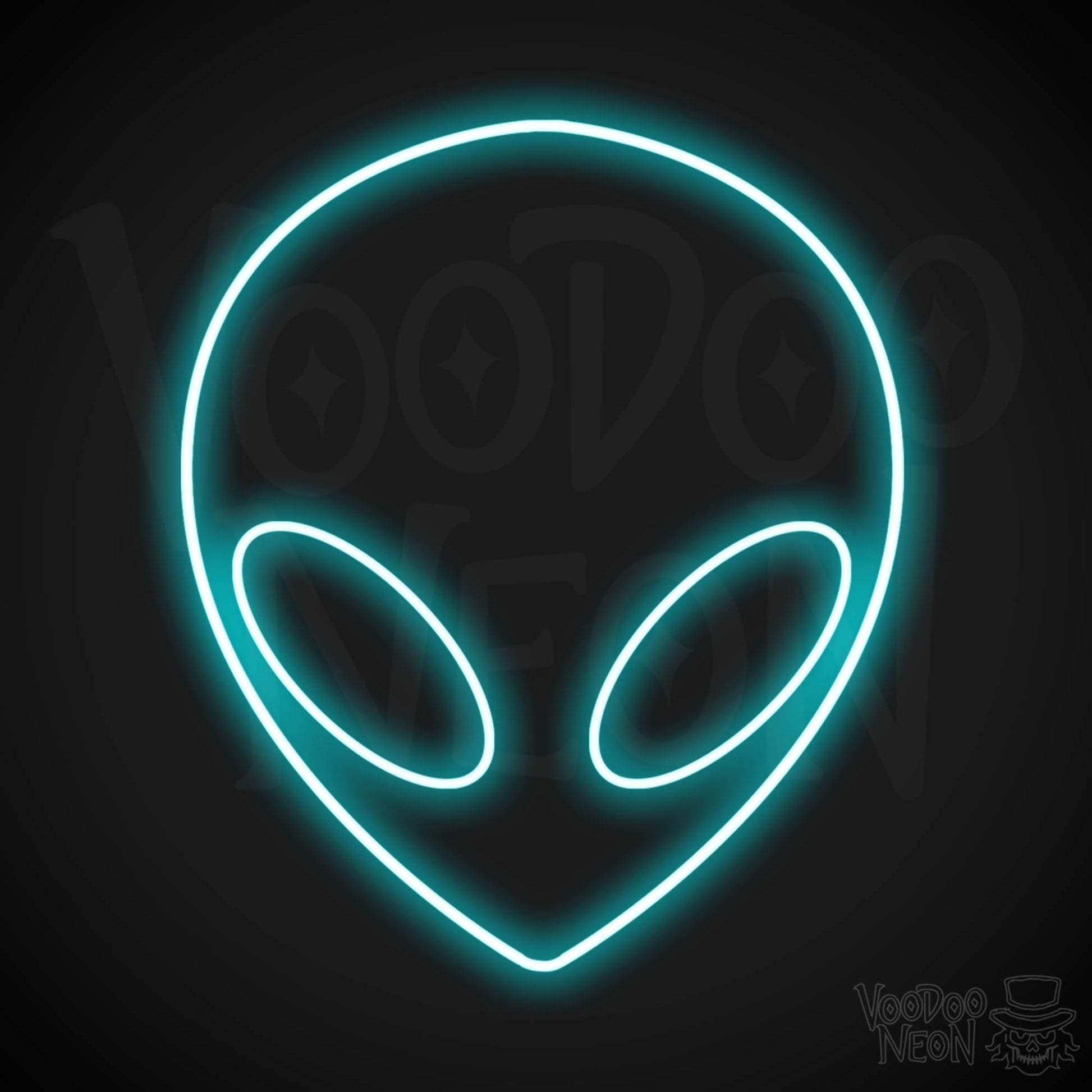Alien Face LED Neon - Ice Blue