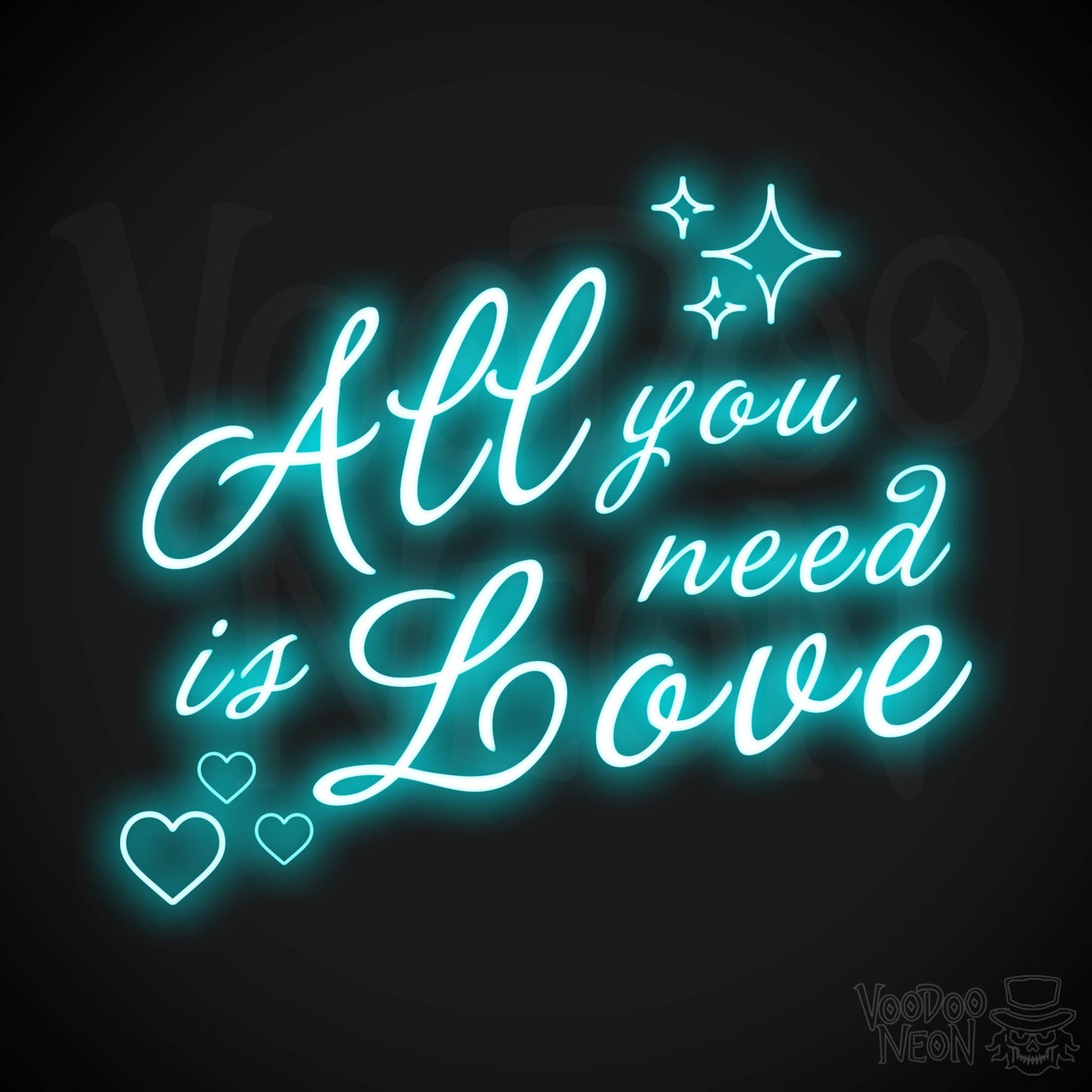 All You Need Is Love Neon Sign - Neon Wall Art - Color Ice Blue