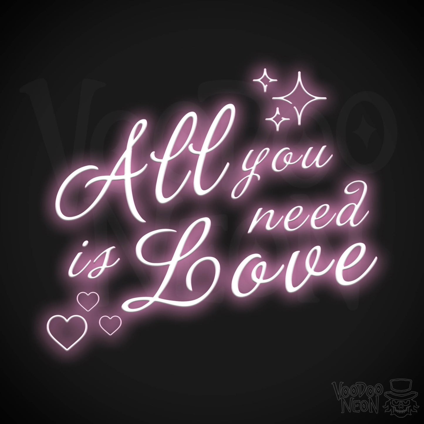 All You Need Is Love Neon Sign - Neon Wall Art - Color Light Pink