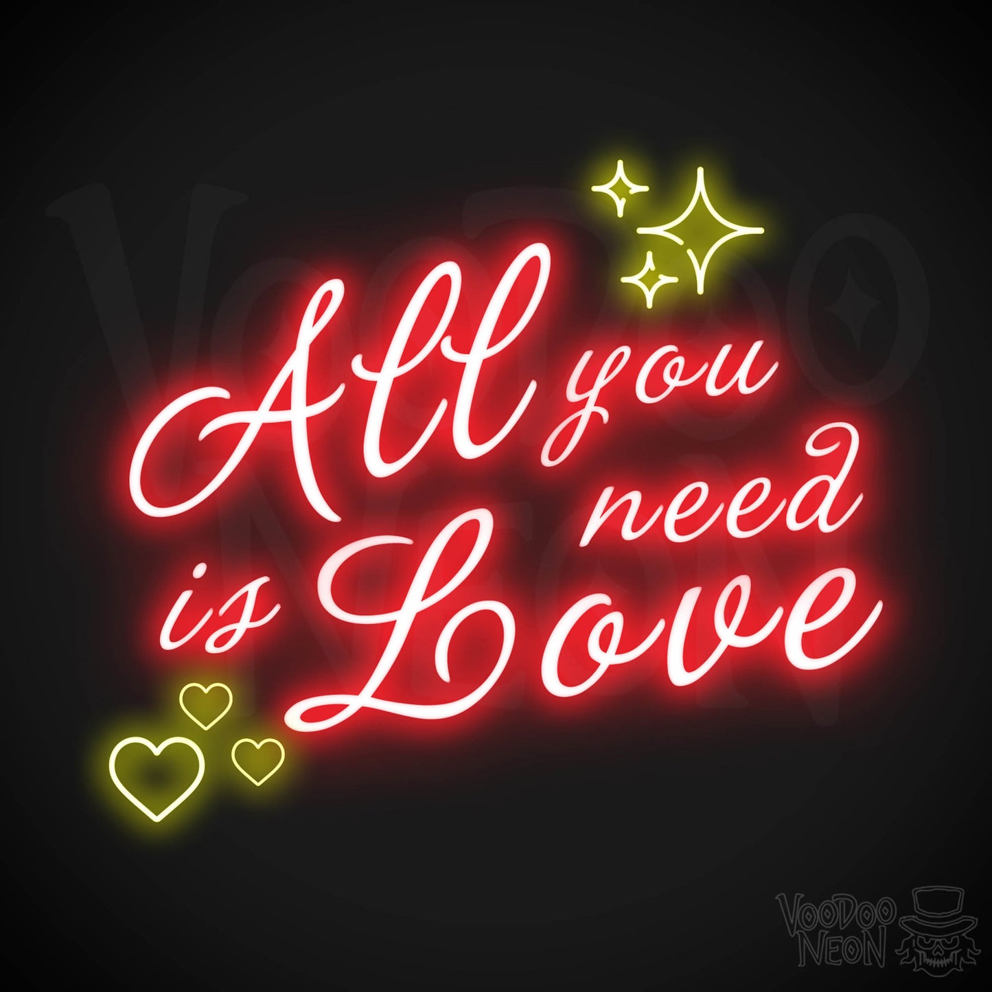All You Need Is Love Neon Sign - Neon Wall Art - Color Multi-Color
