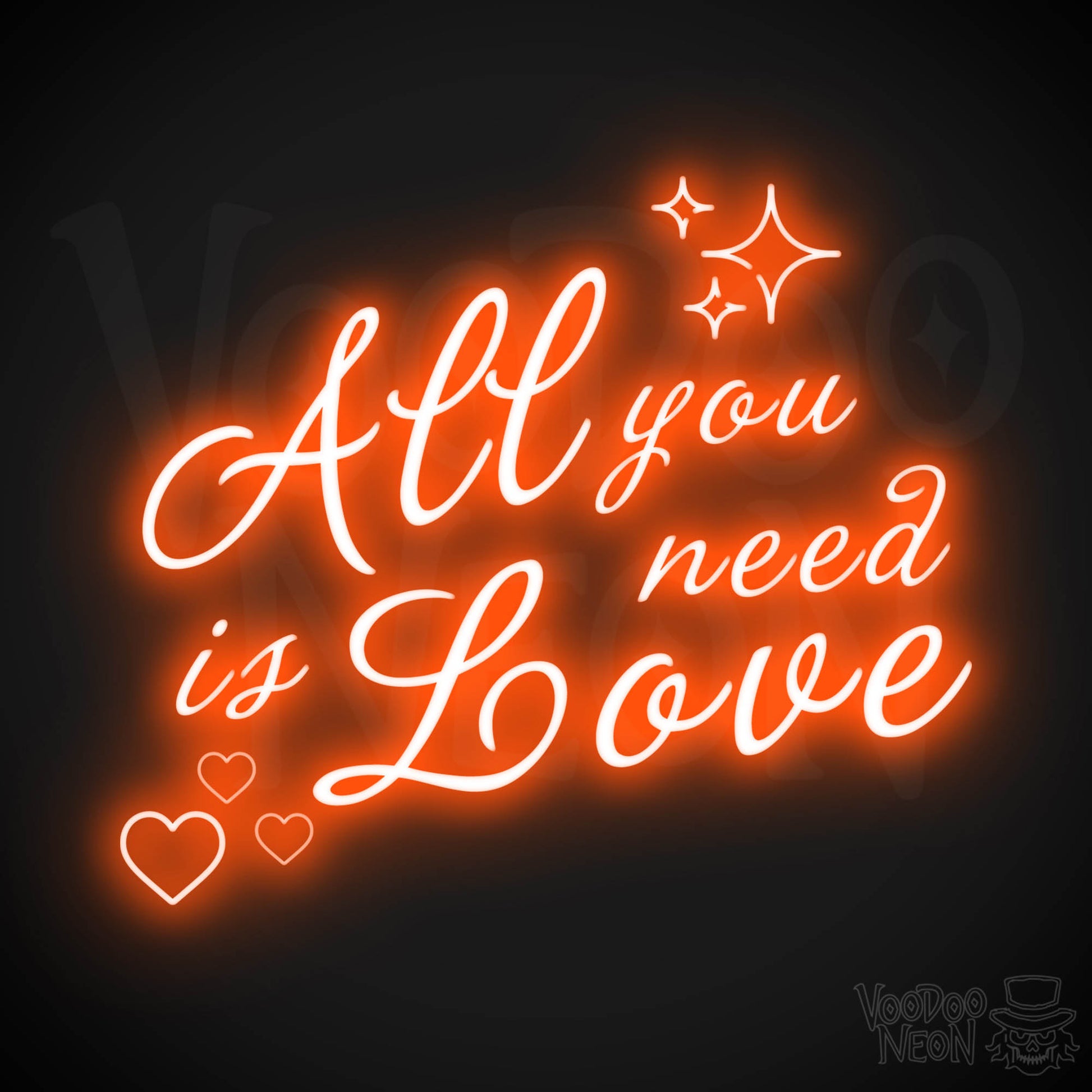 All You Need Is Love Neon Sign - Neon Wall Art - Color Orange