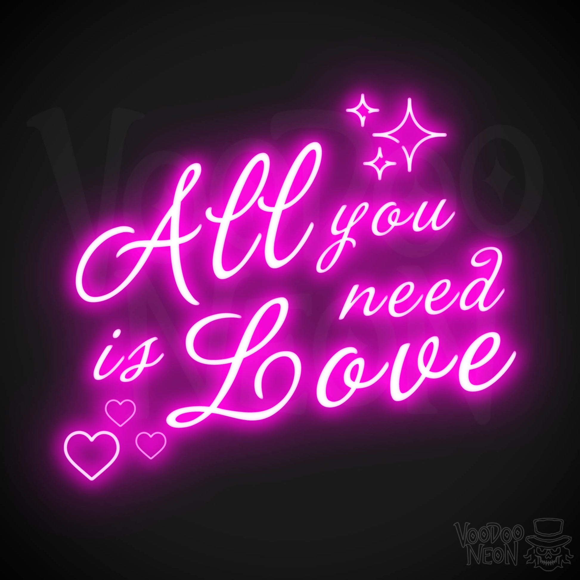 All You Need Is Love Neon Sign - Neon Wall Art - Color Pink