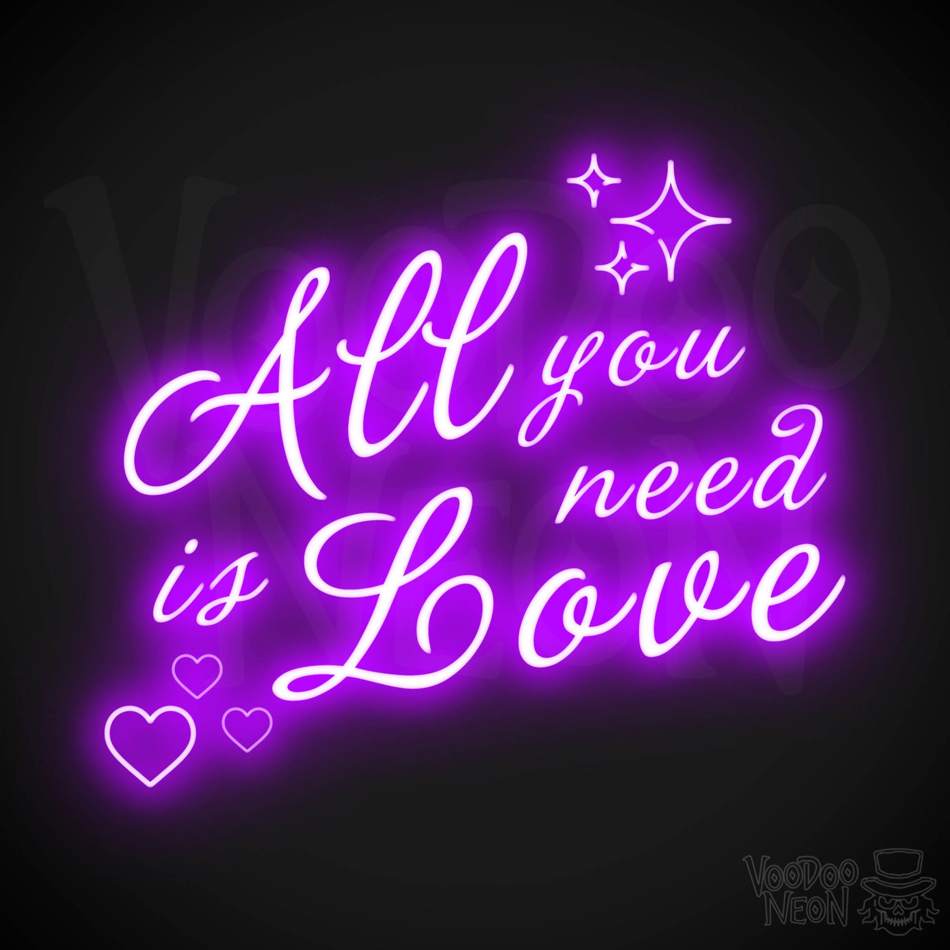 All You Need Is Love Neon Sign - Neon Wall Art - Color Purple