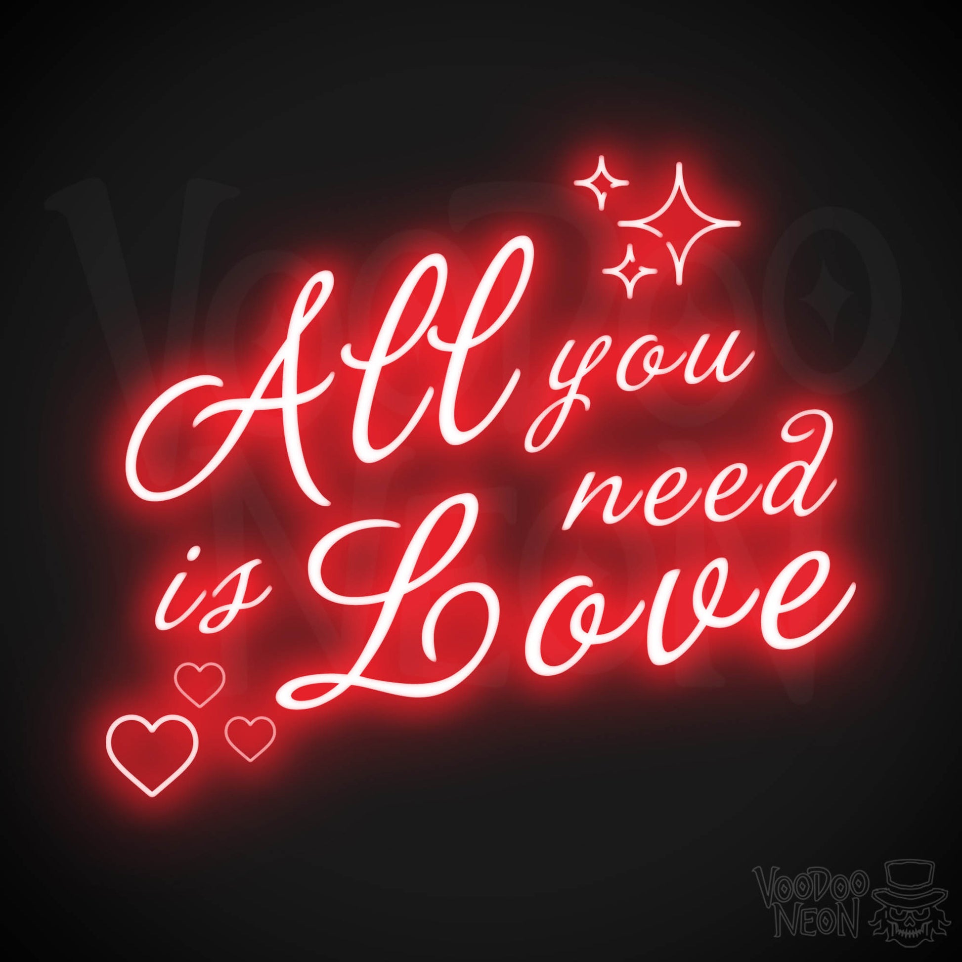 All You Need Is Love Neon Sign - Neon Wall Art - Color Red