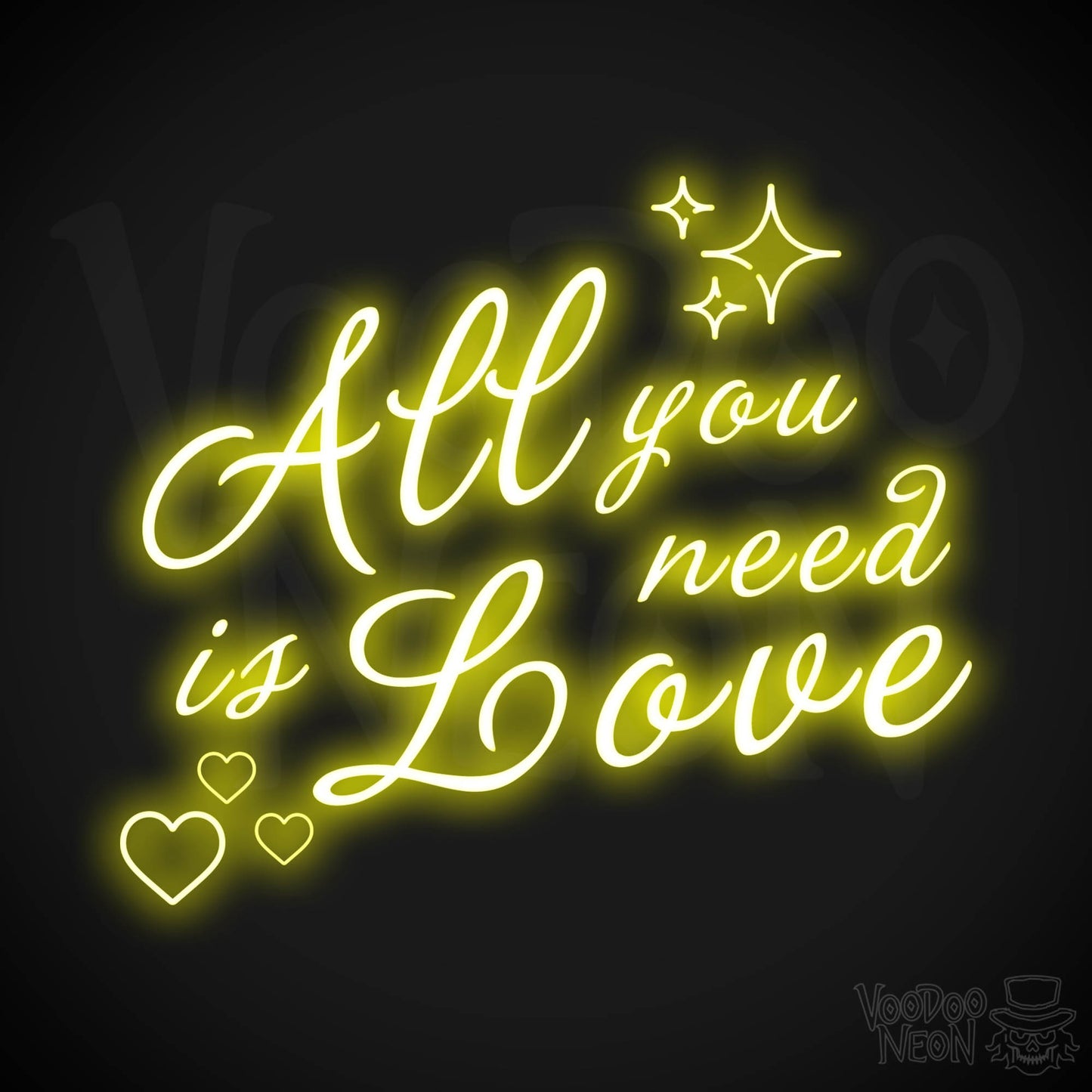 All You Need Is Love Neon Sign - Neon Wall Art - Color Yellow