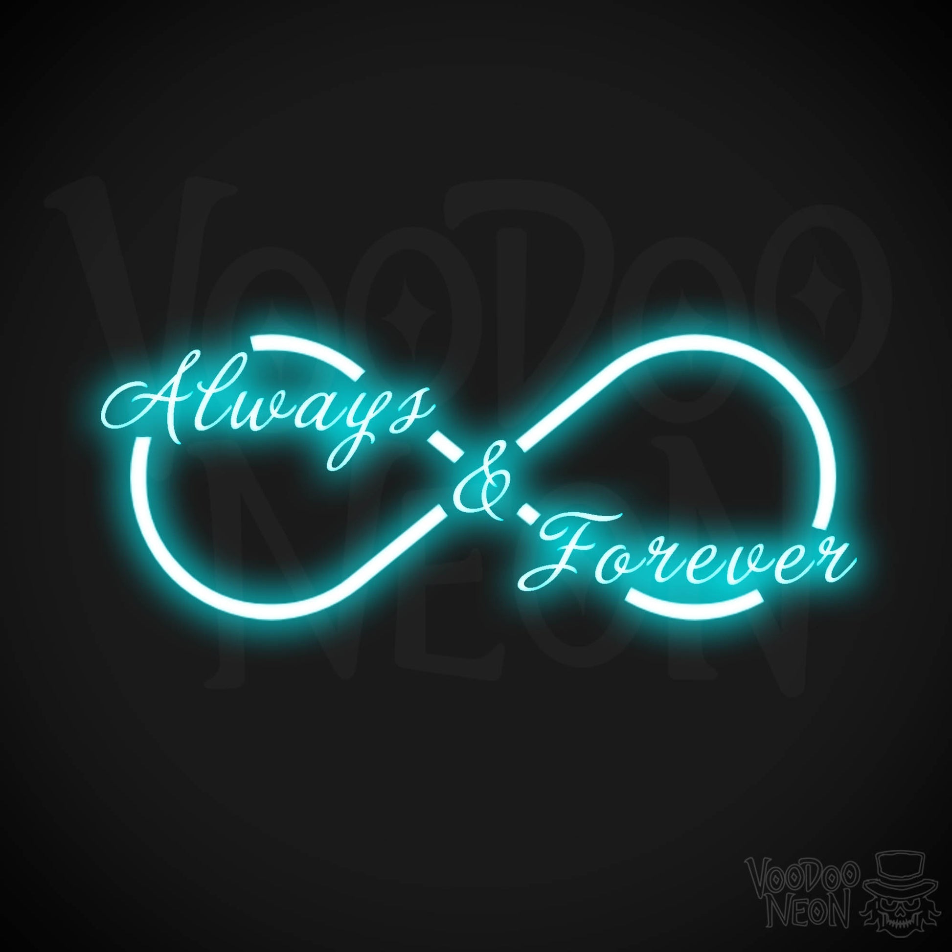 Always & Forever Neon Sign - Neon Always & Forever Sign - LED Wall Art - Color Ice Blue