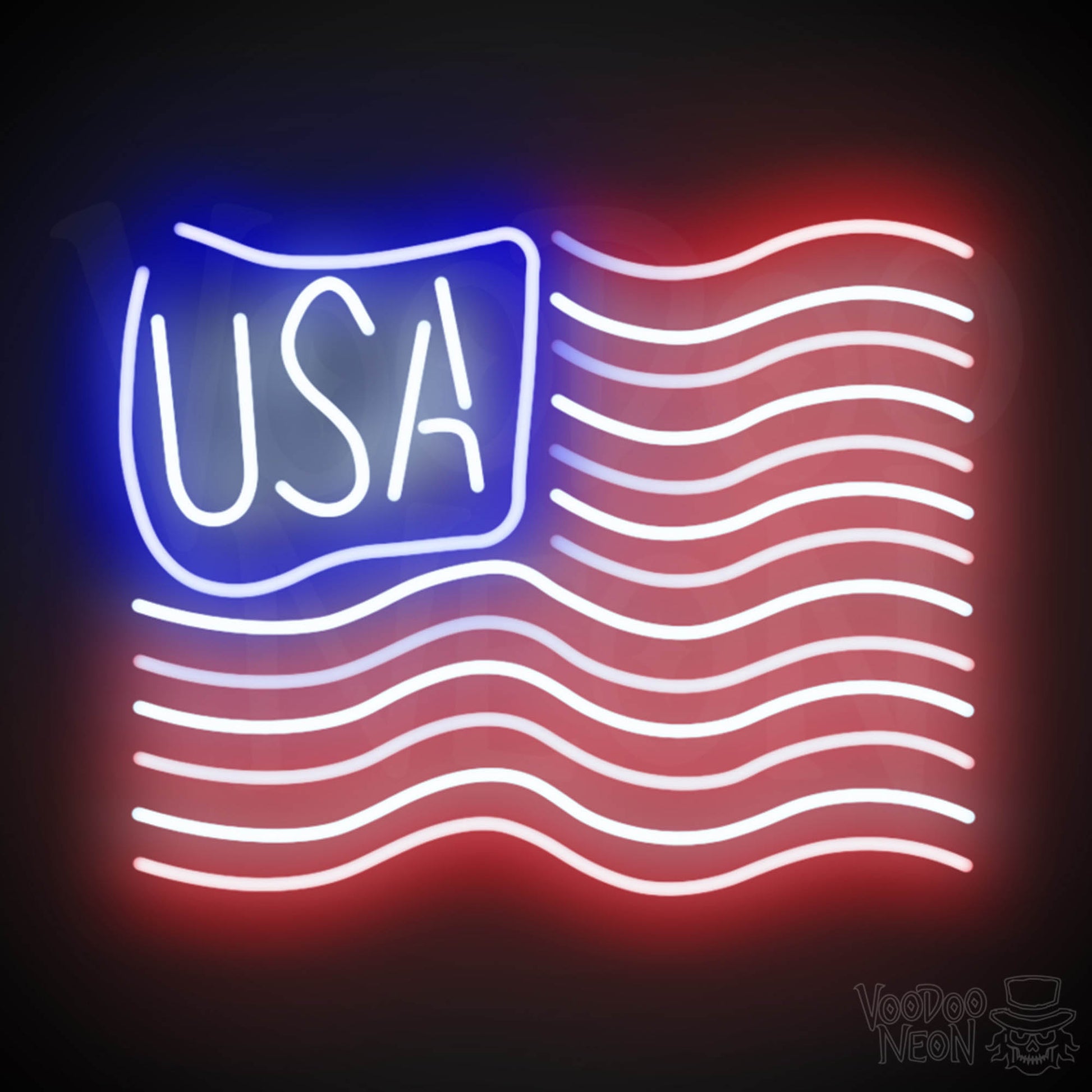 American Flag Neon Sign - Neon American Flag Sign - Neon USA Flag - Color Multi-Color