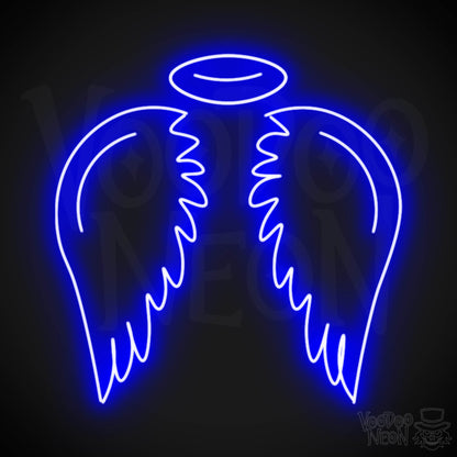 Angel Wings Wall Art - Angel Wings LED Sign - LED Neon Angel - Color Dark Blue
