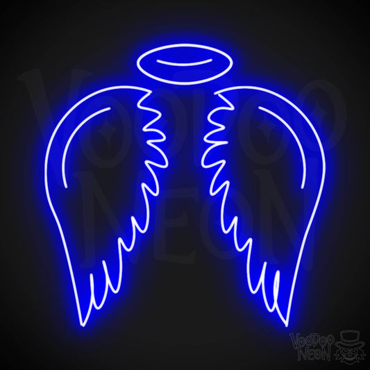 Angel Wings Wall Art - Angel Wings LED Sign - LED Neon Angel - Color Dark Blue