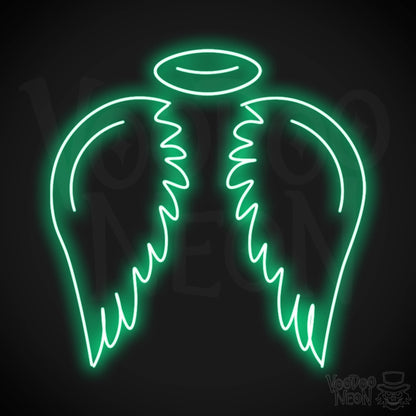 Angel Wings Wall Art - Angel Wings LED Sign - LED Neon Angel - Color Green