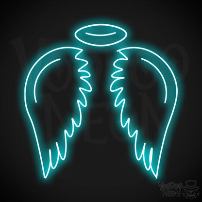 Angel Wings Wall Art - Angel Wings LED Sign - LED Neon Angel - Color Ice Blue