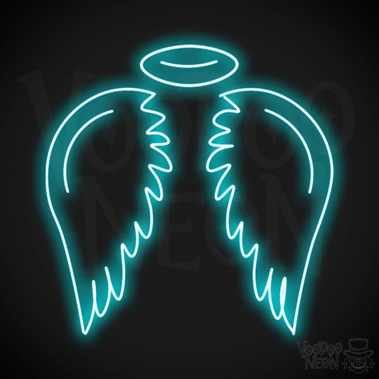 Angel Wings Wall Art - Angel Wings LED Sign - LED Neon Angel - Color Ice Blue