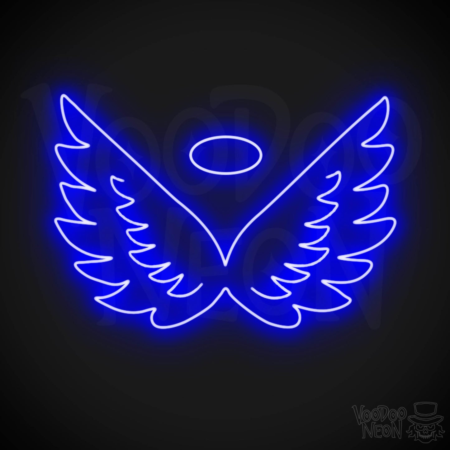 Angel Wings Neon Sign - Neon Angel Wings Sign - Wall Art - Color Dark Blue