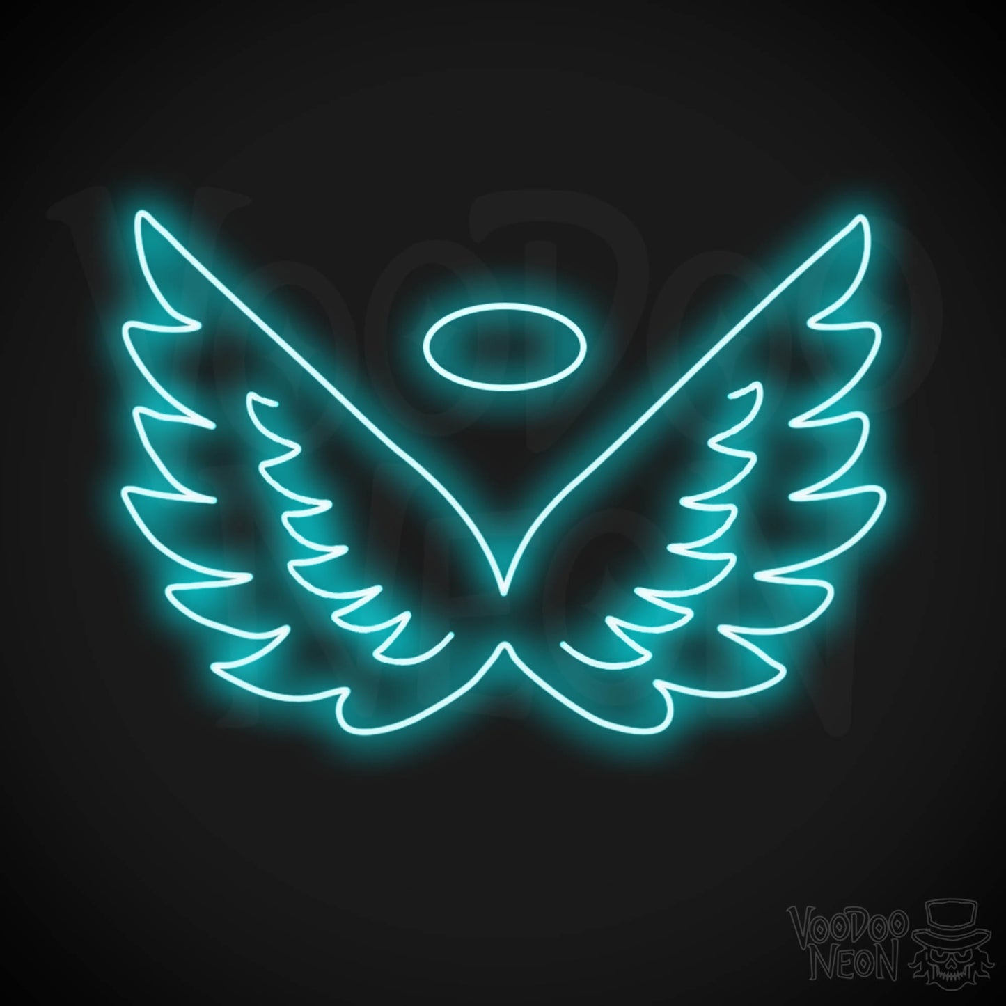 Angel Wings Neon Sign - Neon Angel Wings Sign - Wall Art - Color Ice Blue