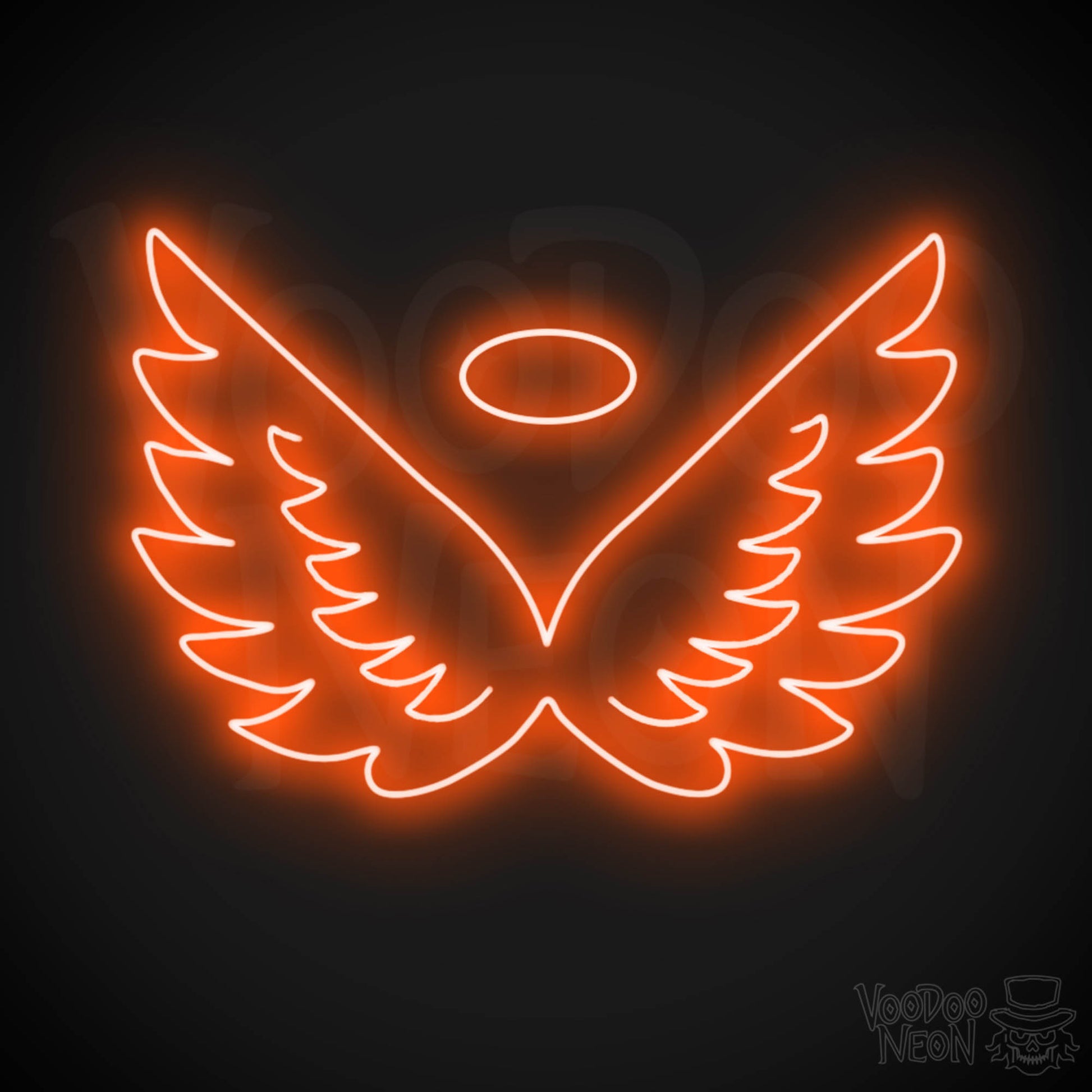 Angel Wings Neon Sign - Neon Angel Wings Sign - Wall Art - Color Orange