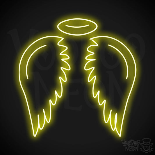 Angel Wings Wall Art - Angel Wings LED Sign - LED Neon Angel - Color Yellow