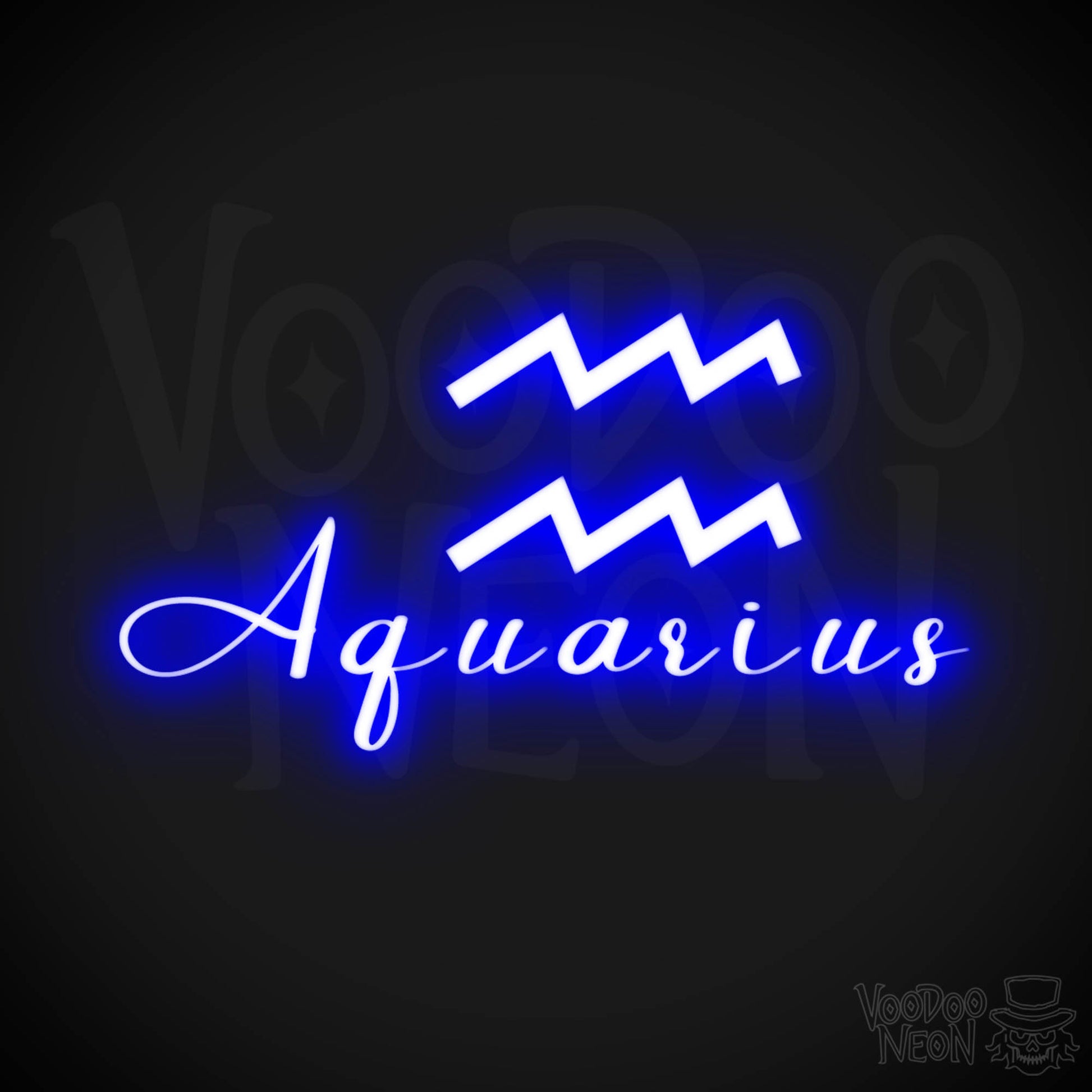 Aquarius Neon Sign - Neon Aquarius Sign - Aquarius Symbol - Neon Wall Art - Color Dark Blue