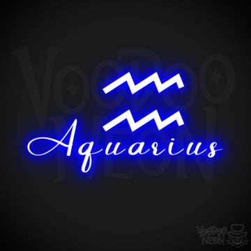 Aquarius Neon Sign - Neon Aquarius Sign - Aquarius Symbol - Neon Wall Art - Color Dark Blue