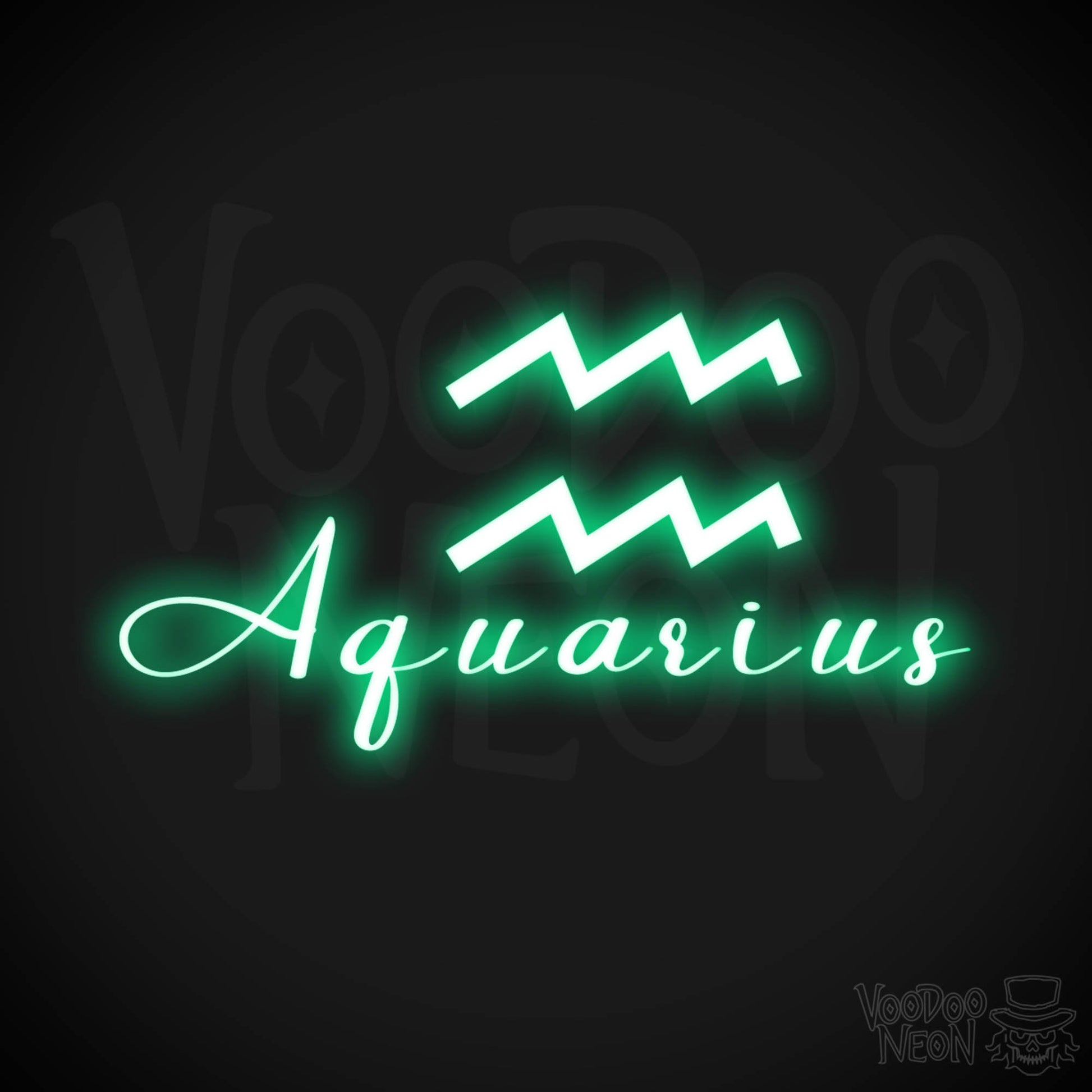 Aquarius Neon Sign - Neon Aquarius Sign - Aquarius Symbol - Neon Wall Art - Color Green