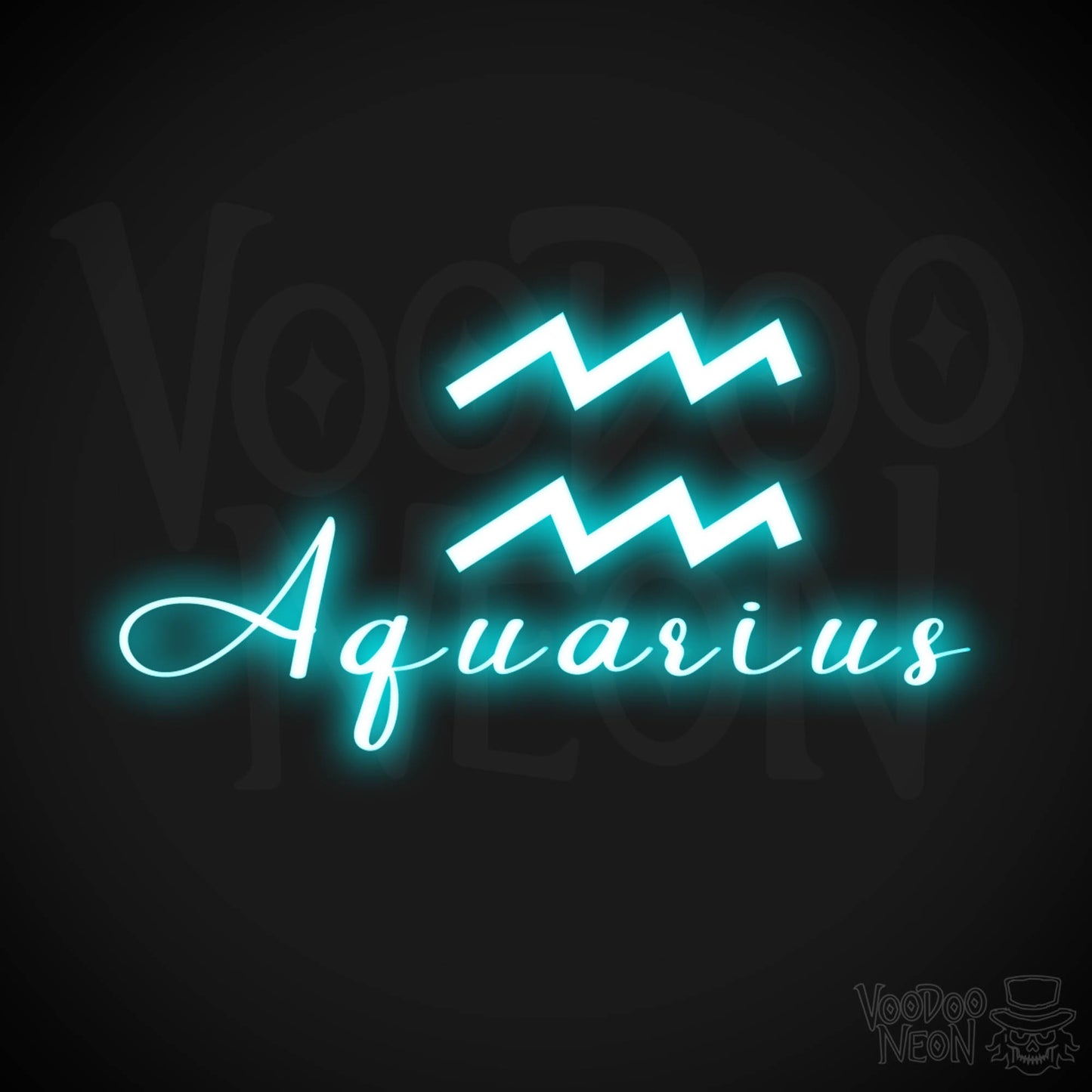 Aquarius Neon Sign - Neon Aquarius Sign - Aquarius Symbol - Neon Wall Art - Color Ice Blue