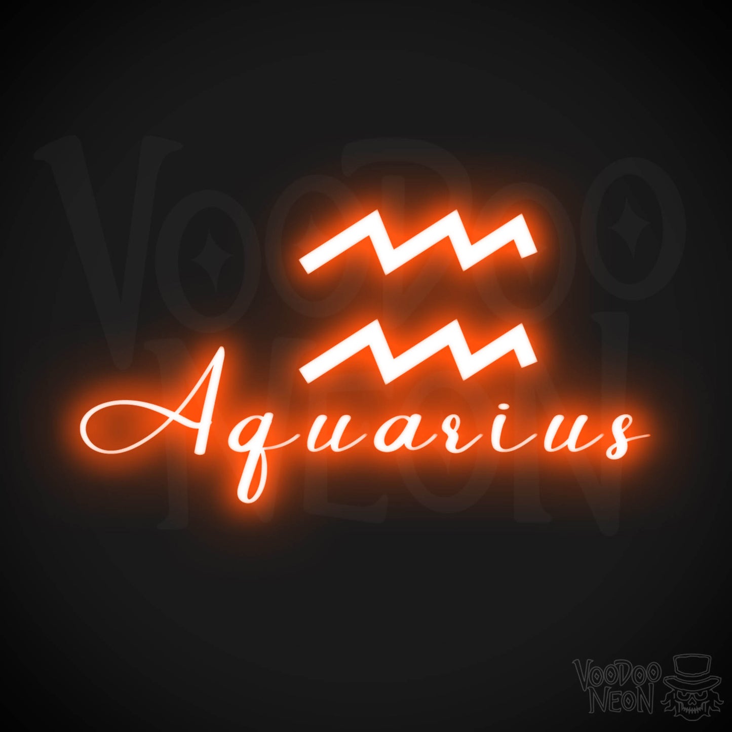 Aquarius Neon Sign - Neon Aquarius Sign - Aquarius Symbol - Neon Wall Art - Color Orange