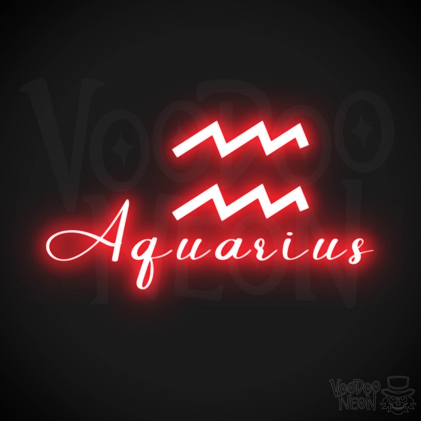 Aquarius Neon Sign - Neon Aquarius Sign - Aquarius Symbol - Neon Wall Art - Color Red